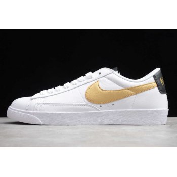 2019 Nike Blazer Low QS HH White Metallic Gold-Black AV9370-107 Shoes